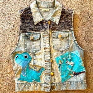Girls Custom Frozen denim vest size S